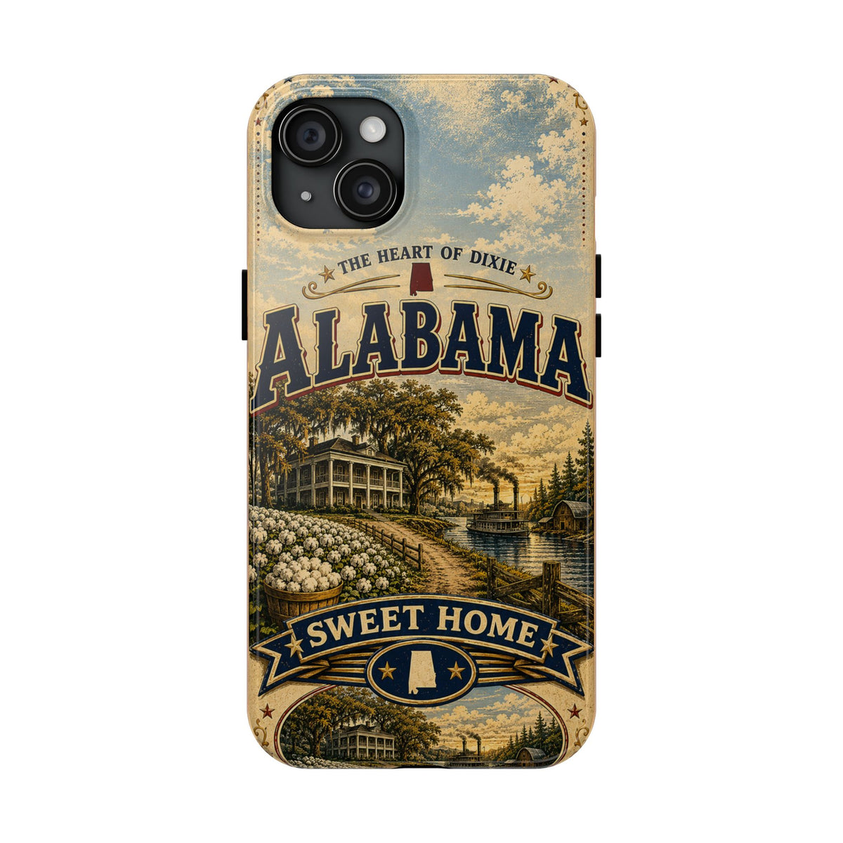 Alabama Faux Patchwork Phone Case Sweet Home Alabama Retro Travel Poster Southern State Pride Cover