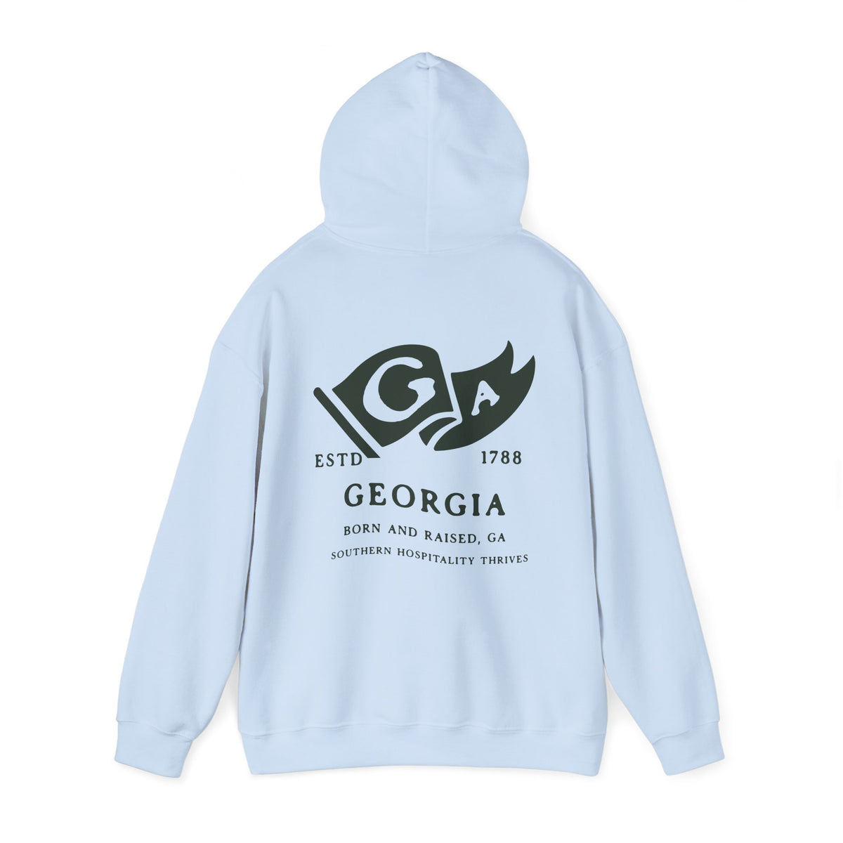 Georgia State Born and Raised Unisex Hoodie - Peach State Pride Design
