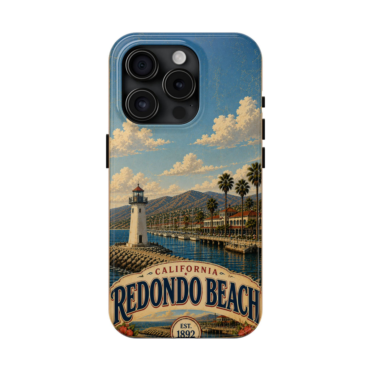 Redondo Beach Vintage Lighthouse Tough Phone Case — California Coastal iPhone Cover