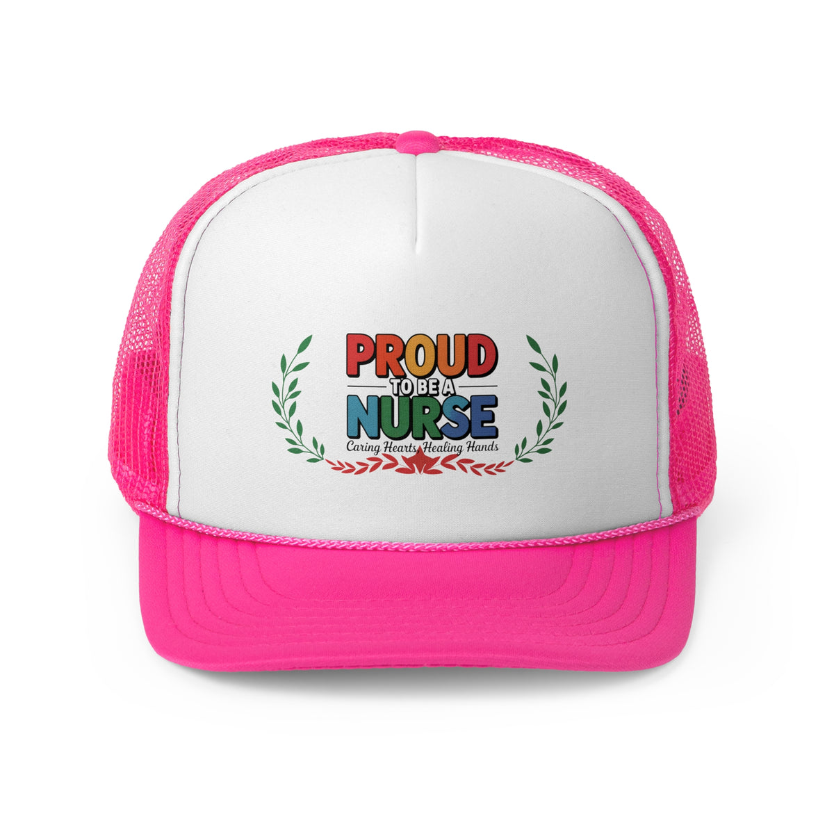 Nurse Trucker Hat – Proud to Be a Nurse | Caring Hearts, Healing Hands | RN & Healthcare Worker Gift Hat