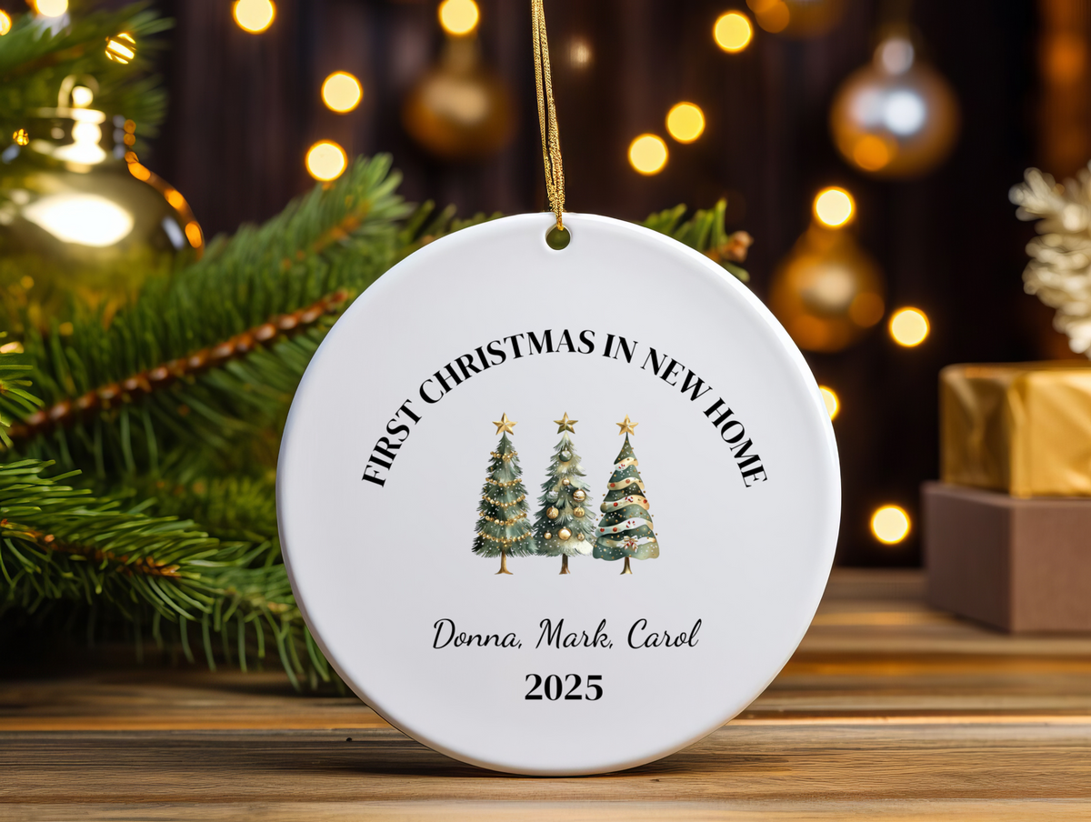 First Christmas in Our New Home Personalized Ornament  Custom Name Holiday Keepsake 2025