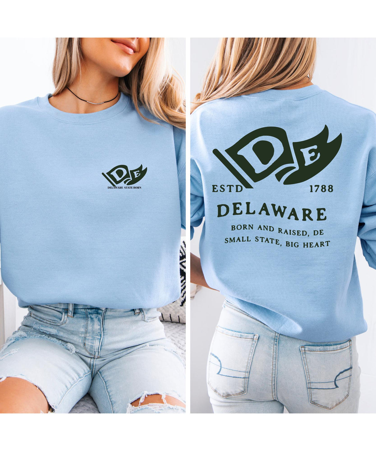Delaware State Born and Raised Sweatshirt - First State Pride Design