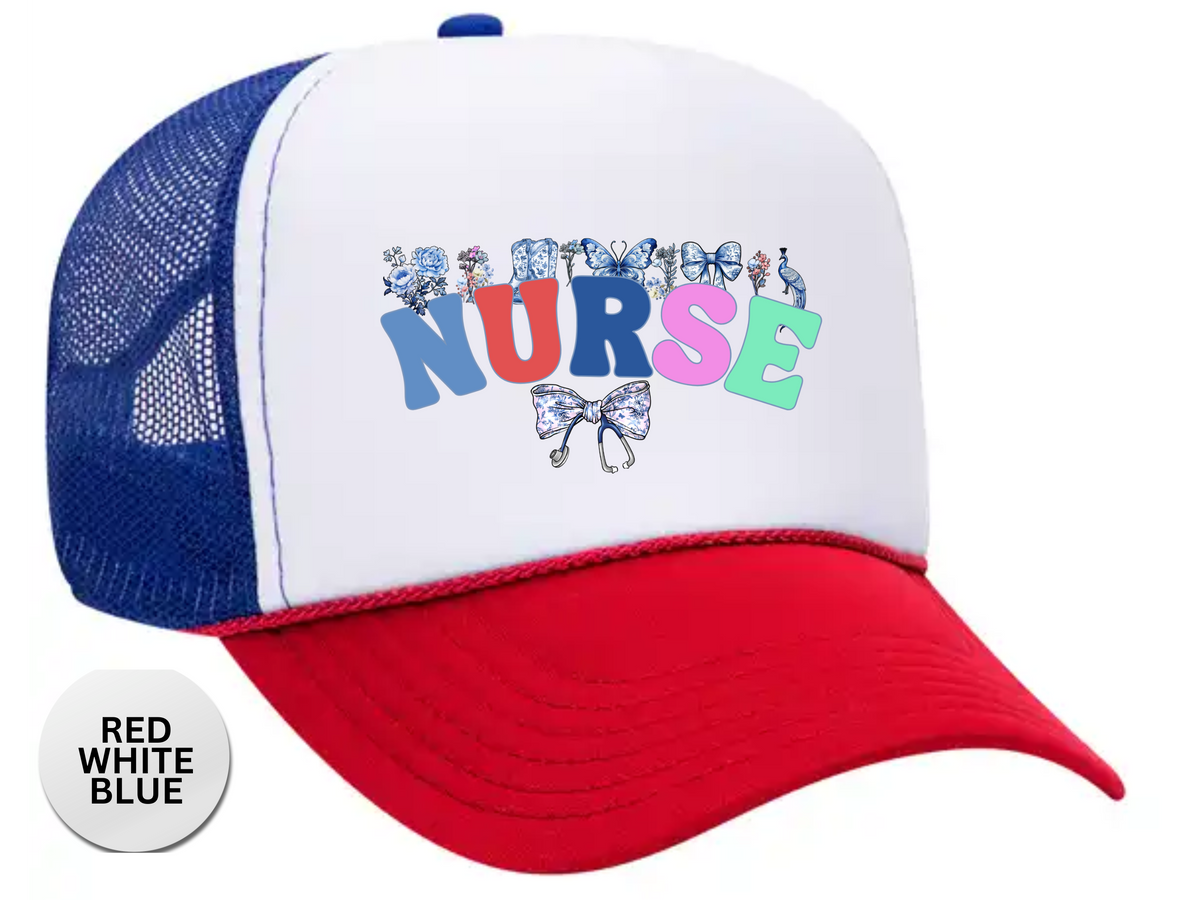NURSE Retro Trucker Hat with Coquette Bow – Cute Nurse Aesthetic Cap