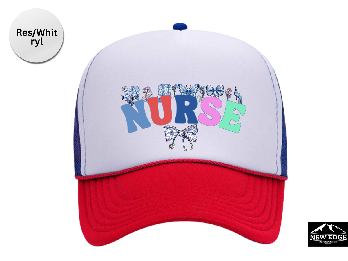 NURSE Retro Trucker Hat with Coquette Bow – Cute Nurse Aesthetic Cap