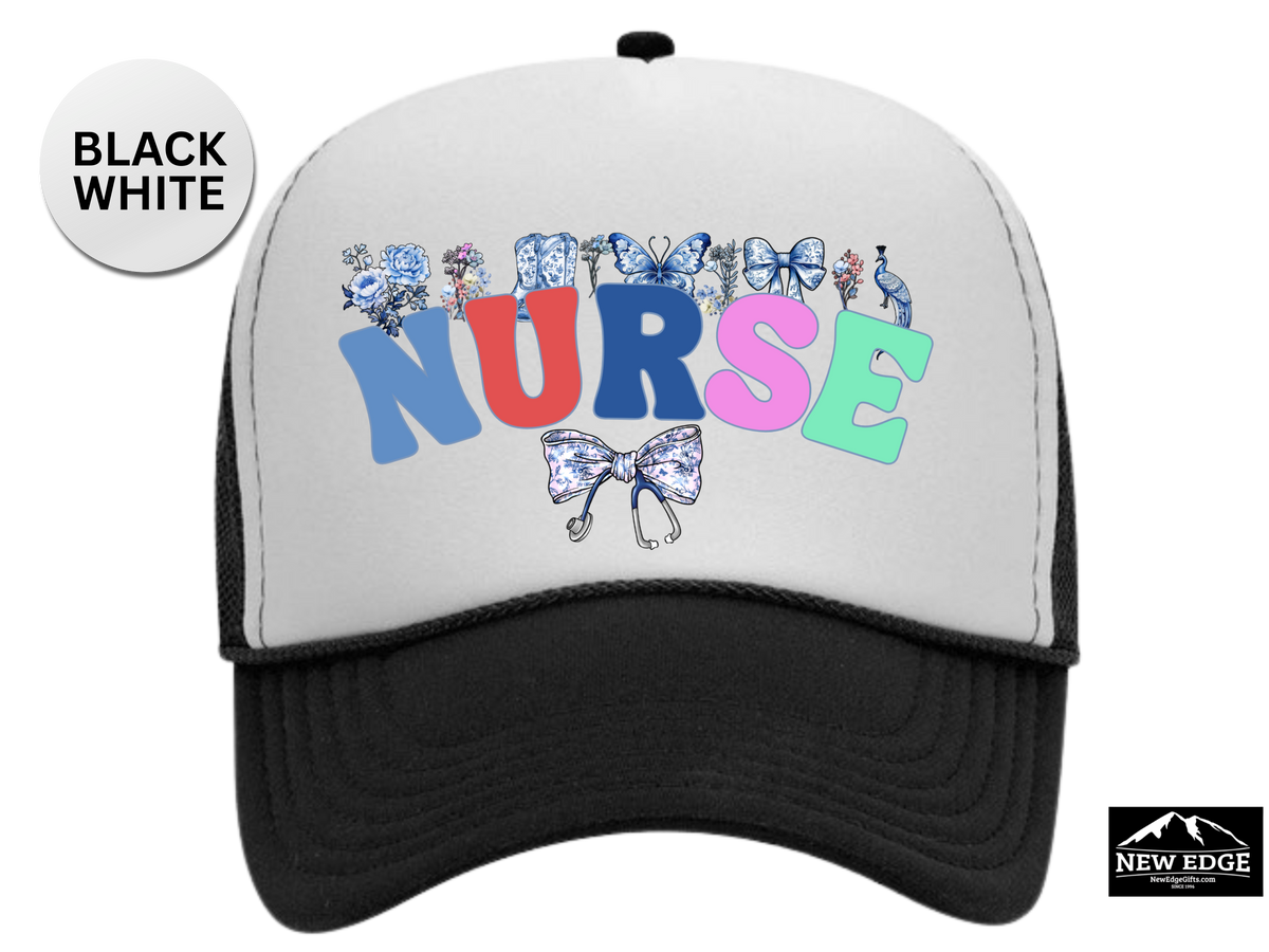 NURSE Retro Trucker Hat with Coquette Bow – Cute Nurse Aesthetic Cap