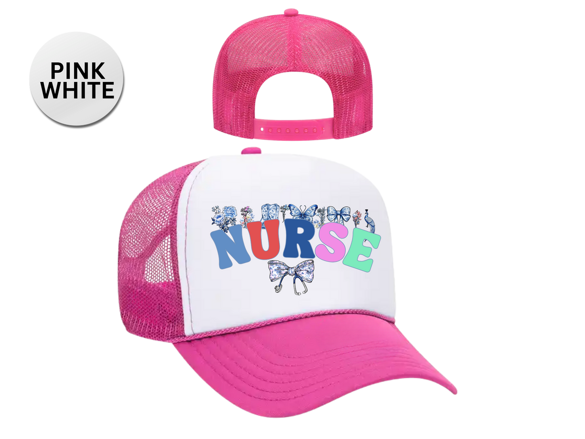 NURSE Retro Trucker Hat with Coquette Bow – Cute Nurse Aesthetic Cap