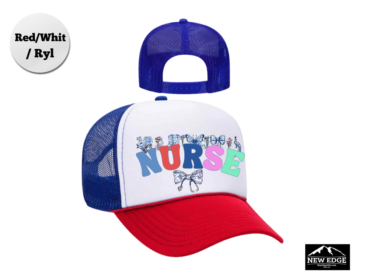 NURSE Retro Trucker Hat with Coquette Bow – Cute Nurse Aesthetic Cap