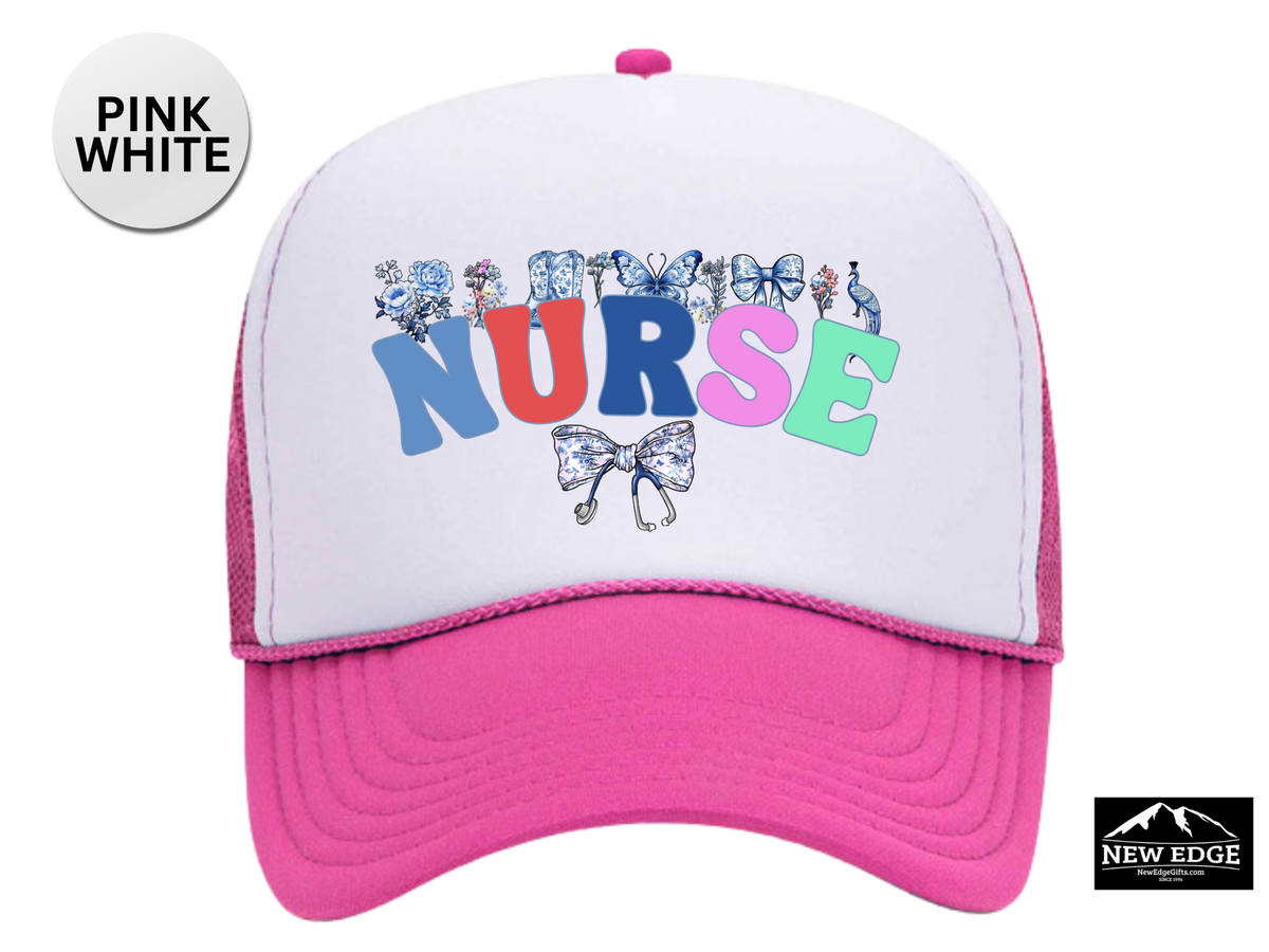 NURSE Retro Trucker Hat with Coquette Bow – Cute Nurse Aesthetic Cap
