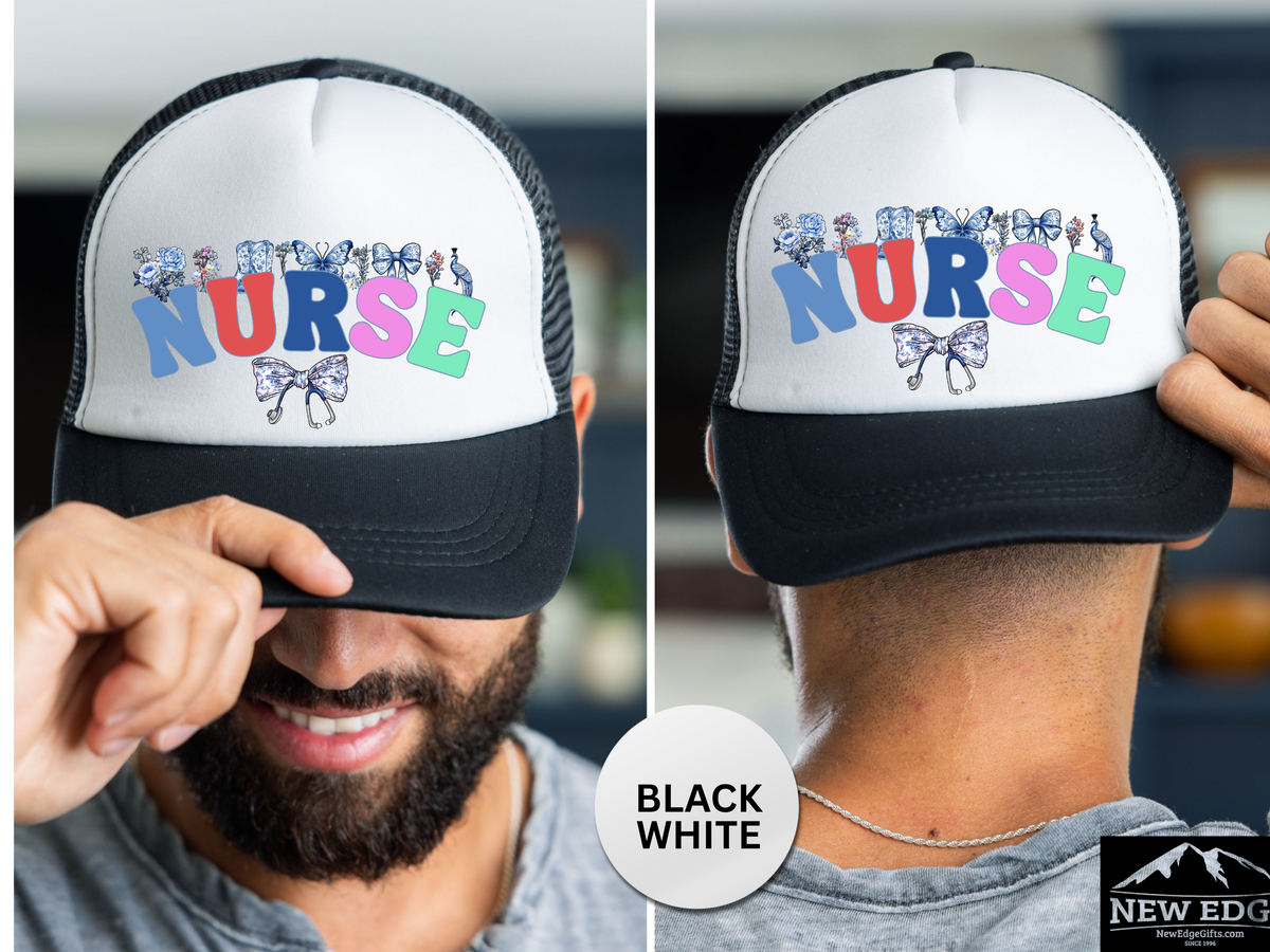 NURSE Retro Trucker Hat with Coquette Bow – Cute Nurse Aesthetic Cap