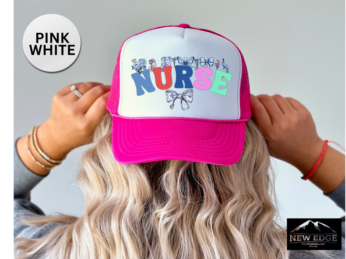 NURSE Retro Trucker Hat with Coquette Bow – Cute Nurse Aesthetic Cap
