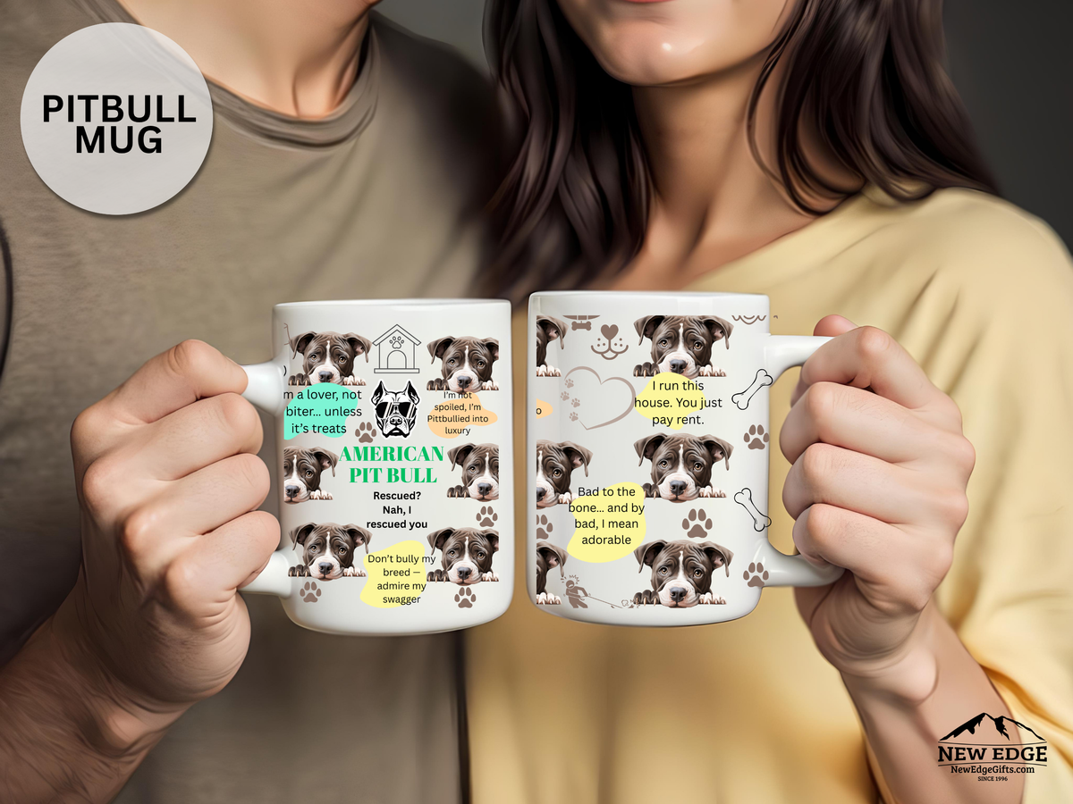 Funny American Pit-Bulldog 15 oz Mug – Wavy Blob Dog Lover Cup with Hilarious Saying