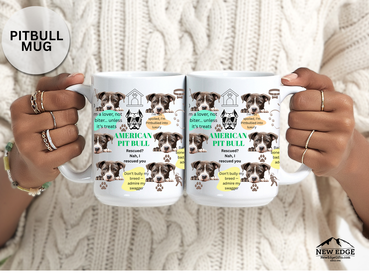 Funny American Pit-Bulldog 15 oz Mug – Wavy Blob Dog Lover Cup with Hilarious Saying