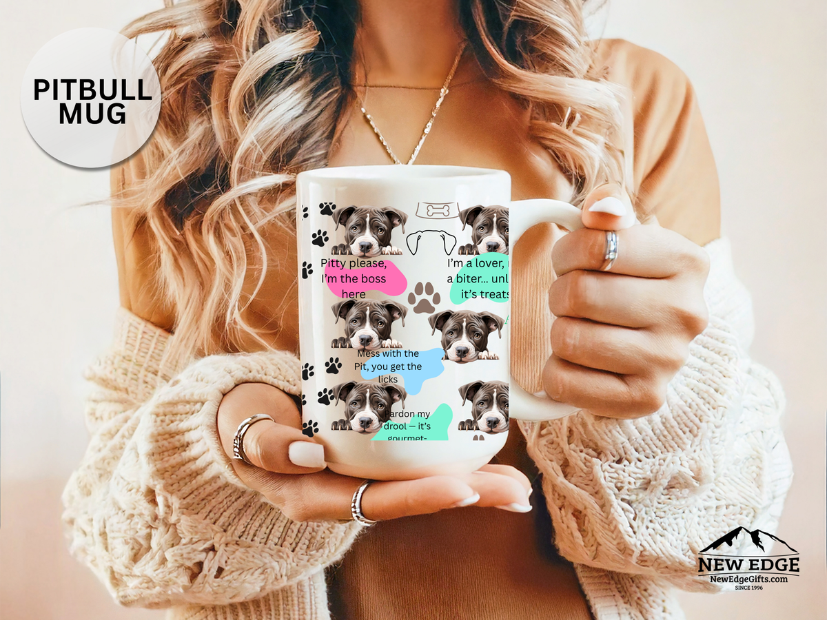 Funny American Pit-Bulldog 15 oz Mug – Wavy Blob Dog Lover Cup with Hilarious Saying
