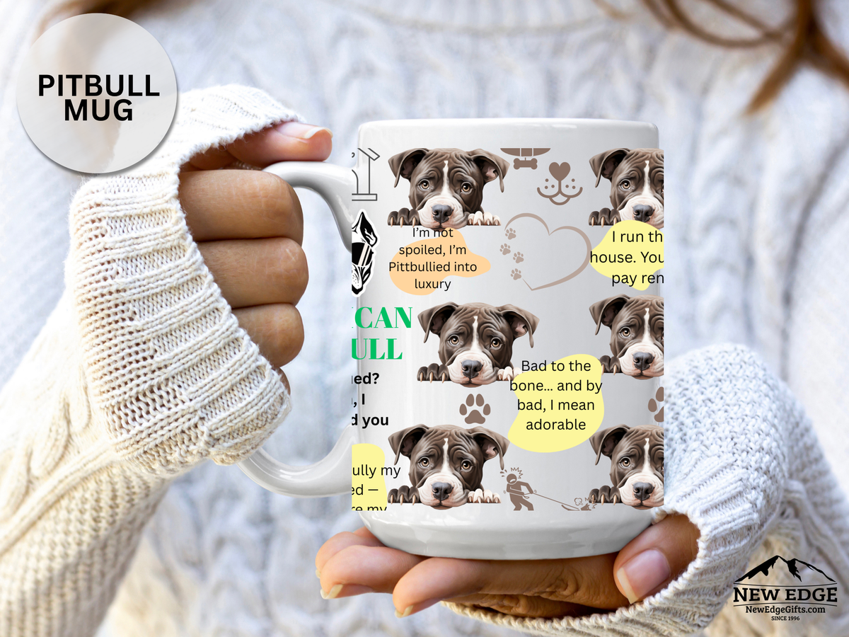 Funny American Pit-Bulldog 15 oz Mug – Wavy Blob Dog Lover Cup with Hilarious Saying