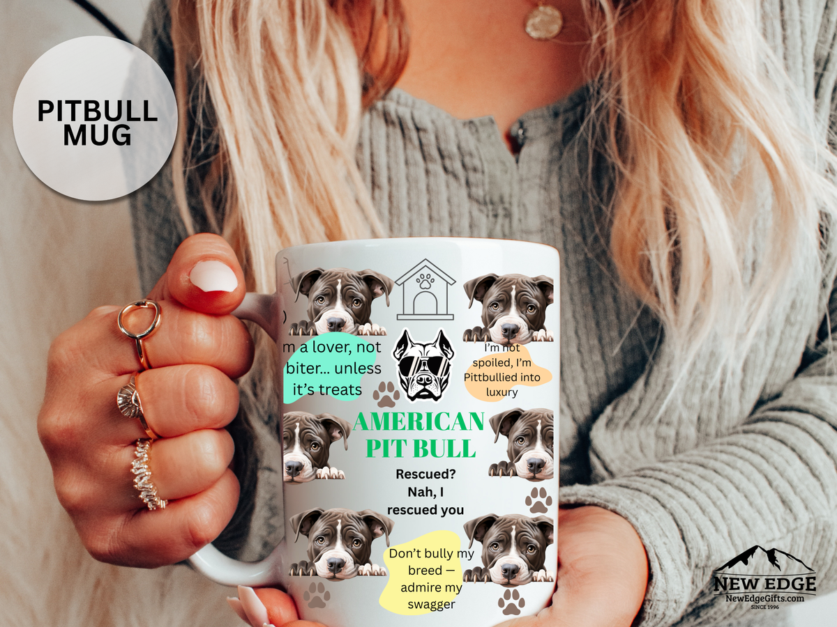 Funny American Pit-Bulldog 15 oz Mug – Wavy Blob Dog Lover Cup with Hilarious Saying