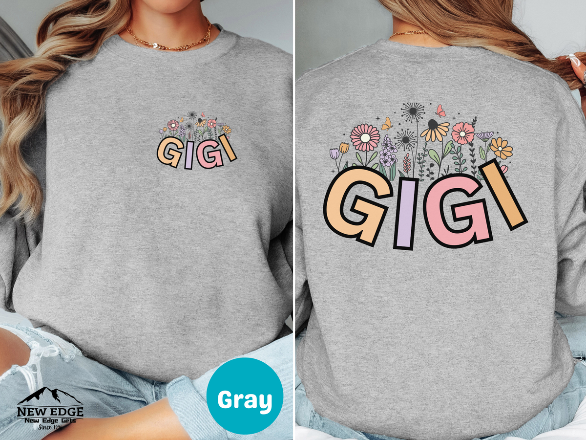 GIGI Retro Floral Sweatshirt – Front & Back Vintage Flower Design, Cozy Gift for Gigi