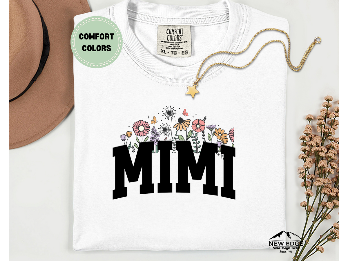 Comfort Colors Mimi Floral T-Shirt | Cute Grandma Graphic Tee with Flowers