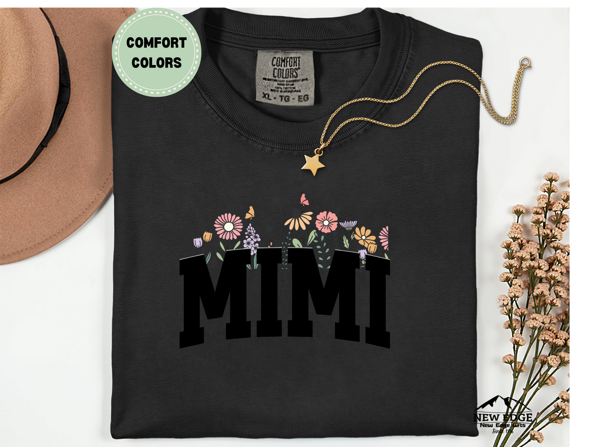 Comfort Colors Mimi Floral T-Shirt | Cute Grandma Graphic Tee with Flowers