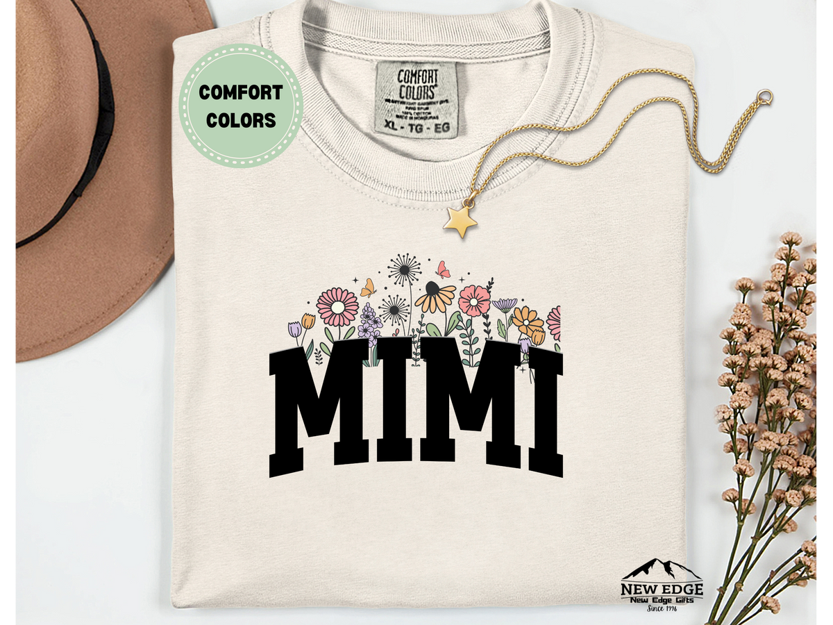 Comfort Colors Mimi Floral T-Shirt | Cute Grandma Graphic Tee with Flowers