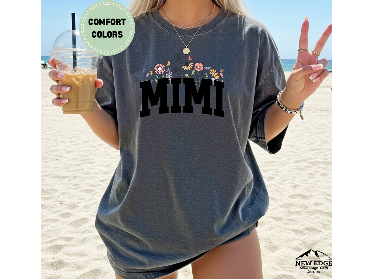 Comfort Colors Mimi Floral T-Shirt | Cute Grandma Graphic Tee with Flowers