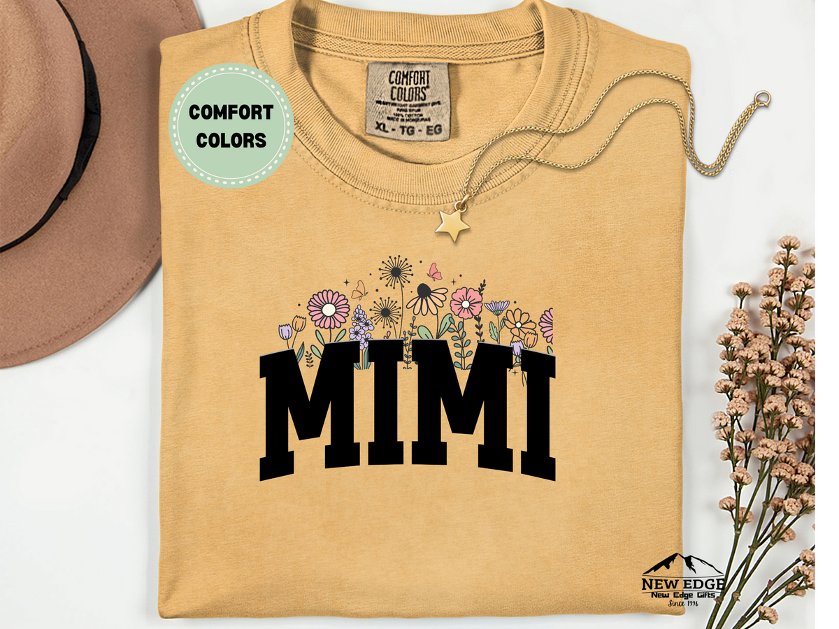 Comfort Colors Mimi Floral T-Shirt | Cute Grandma Graphic Tee with Flowers