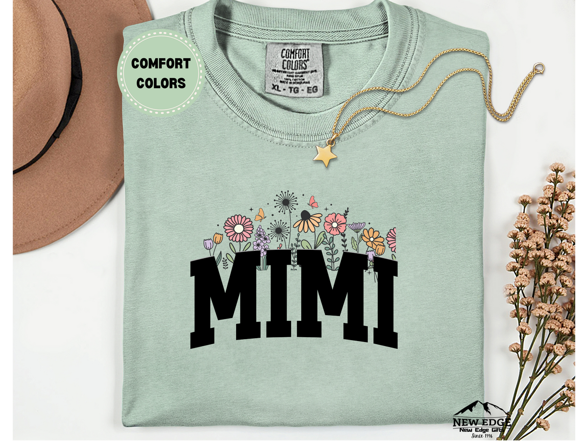 Comfort Colors Mimi Floral T-Shirt | Cute Grandma Graphic Tee with Flowers