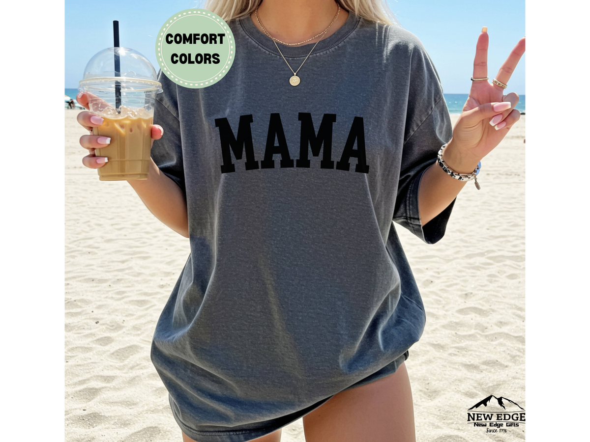 Comfort Colors MAMA T-Shirt – Minimalist Black Text Graphic Tee, Casual Mom Shirt