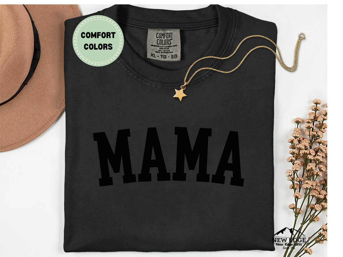 Comfort Colors MAMA T-Shirt – Minimalist Black Text Graphic Tee, Casual Mom Shirt