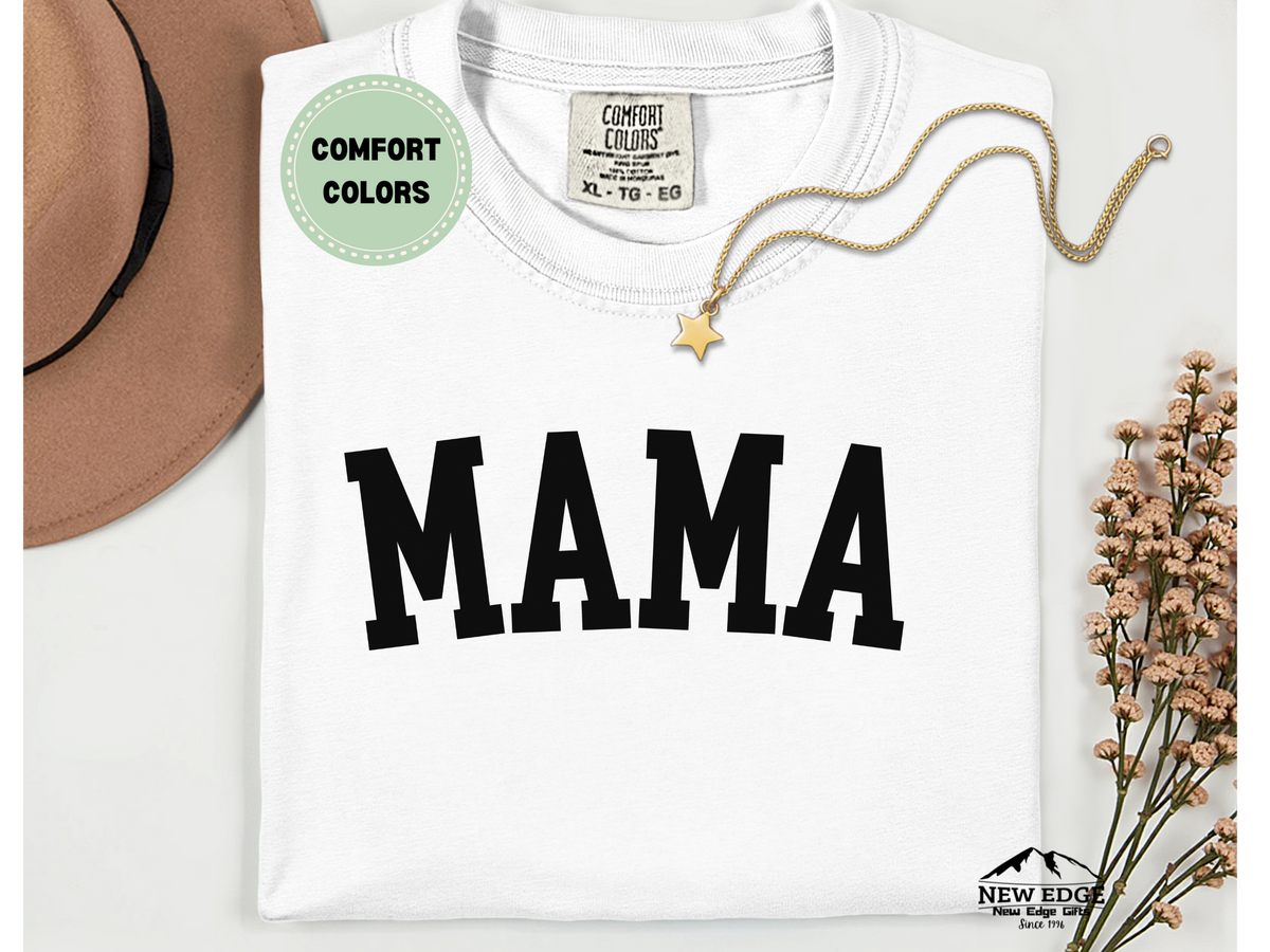Comfort Colors MAMA T-Shirt – Minimalist Black Text Graphic Tee, Casual Mom Shirt