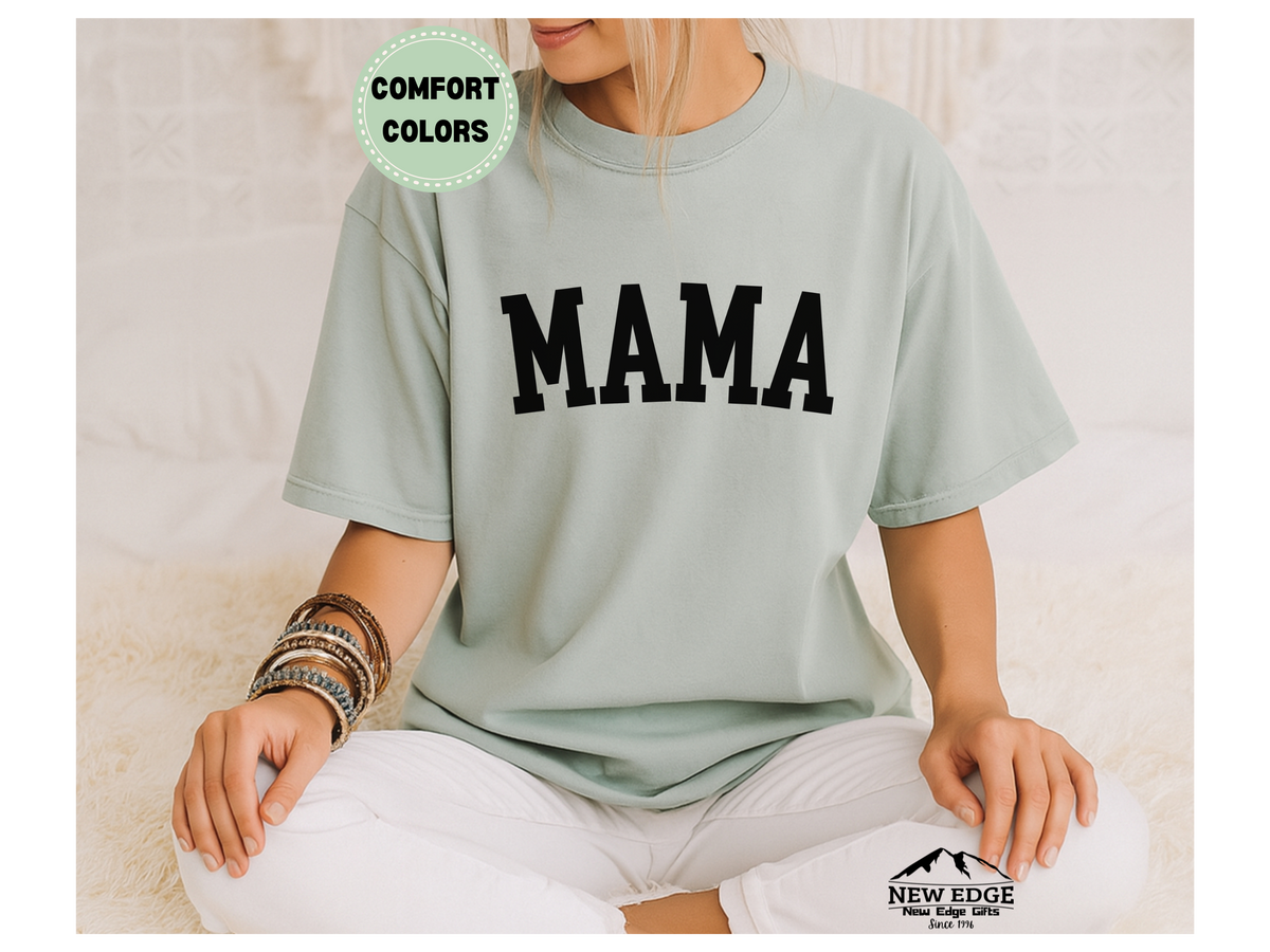 Comfort Colors MAMA T-Shirt – Minimalist Black Text Graphic Tee, Casual Mom Shirt