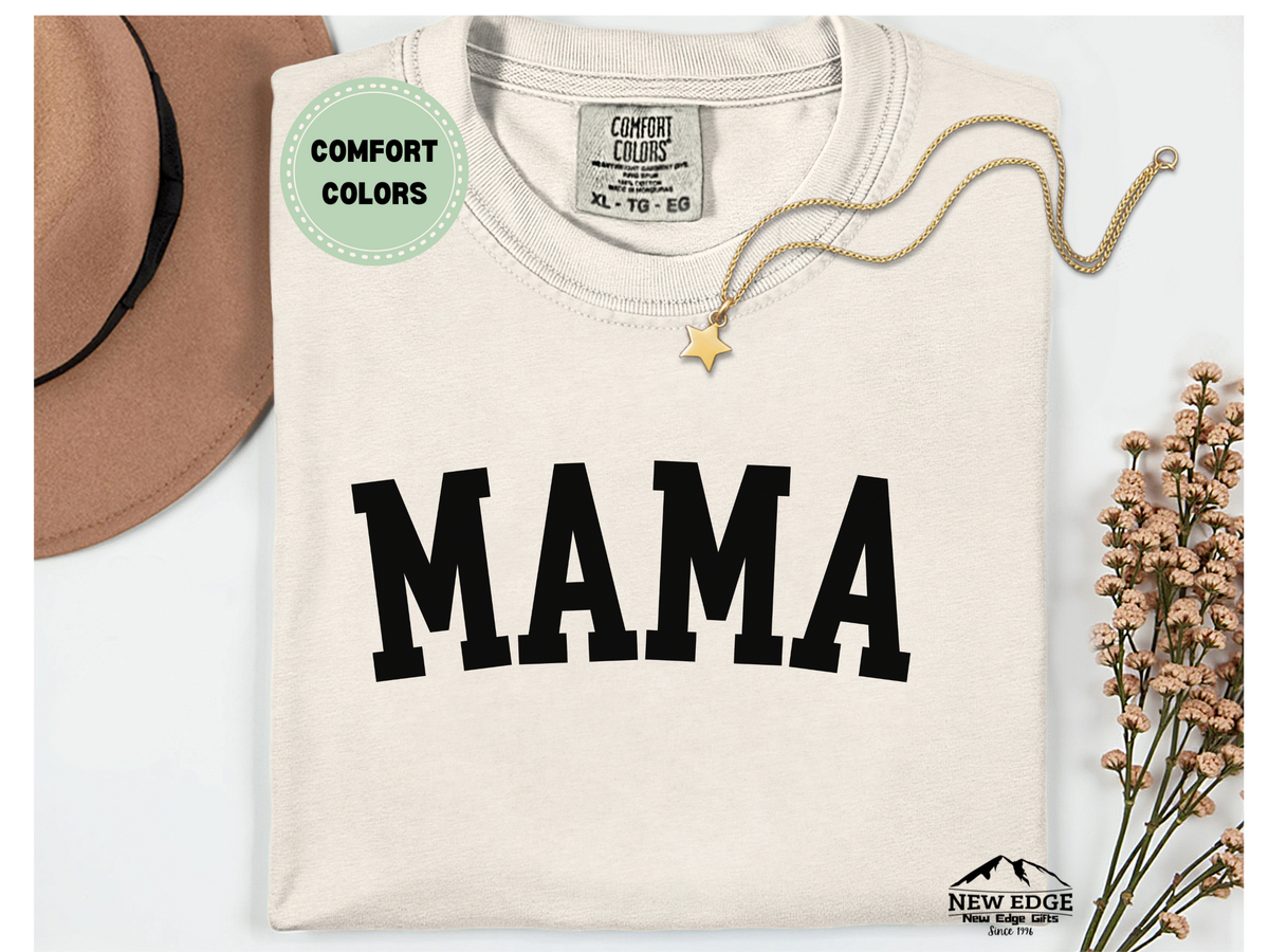 Comfort Colors MAMA T-Shirt – Minimalist Black Text Graphic Tee, Casual Mom Shirt