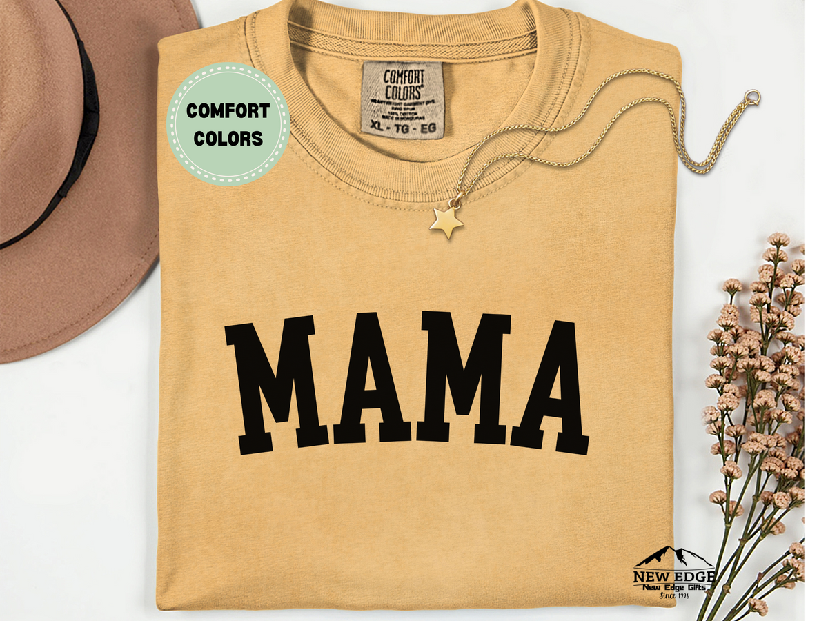Comfort Colors MAMA T-Shirt – Minimalist Black Text Graphic Tee, Casual Mom Shirt