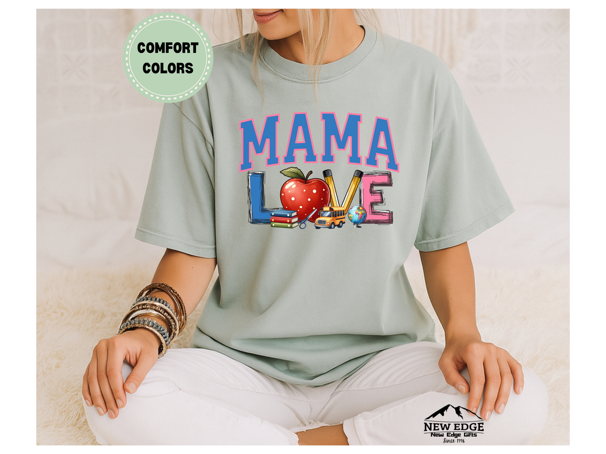 Comfort Colors MAMA Love T-Shirt – Cute Mom Graphic Tee, Motherhood Gift Top