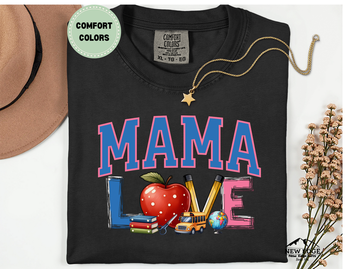Comfort Colors MAMA Love T-Shirt – Cute Mom Graphic Tee, Motherhood Gift Top