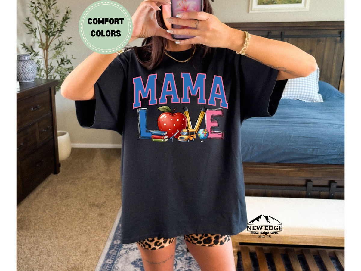 Comfort Colors MAMA Love T-Shirt – Cute Mom Graphic Tee, Motherhood Gift Top