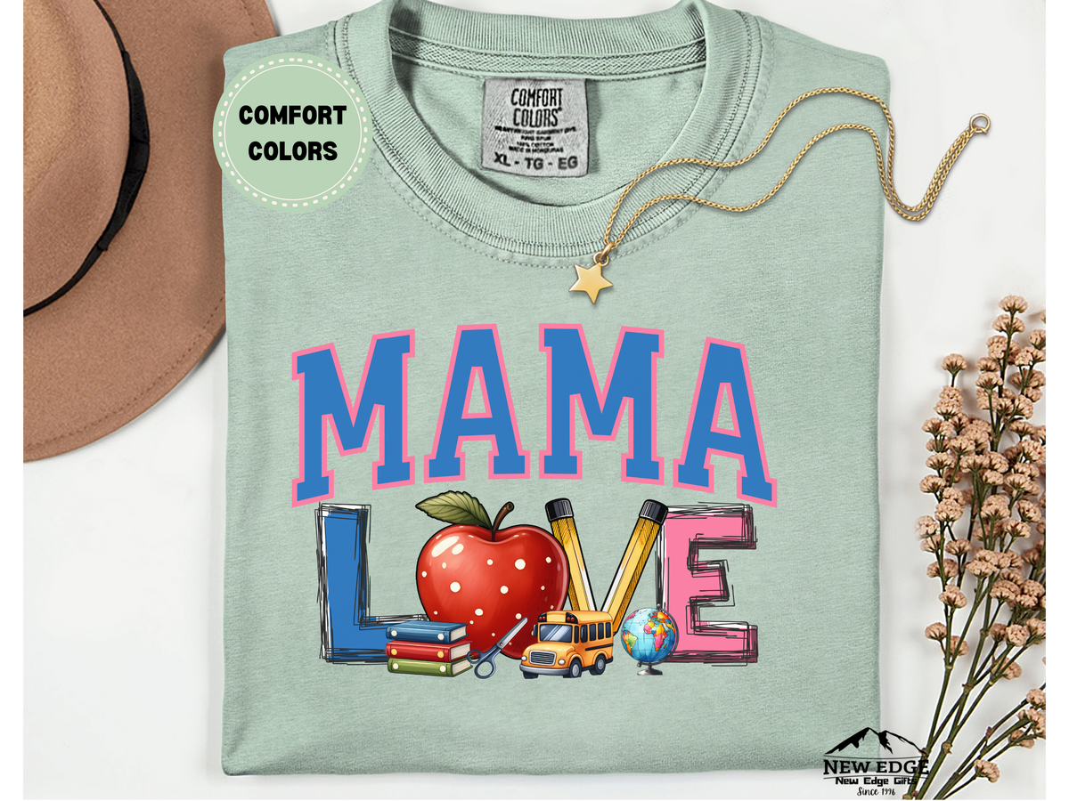 Comfort Colors MAMA Love T-Shirt – Cute Mom Graphic Tee, Motherhood Gift Top