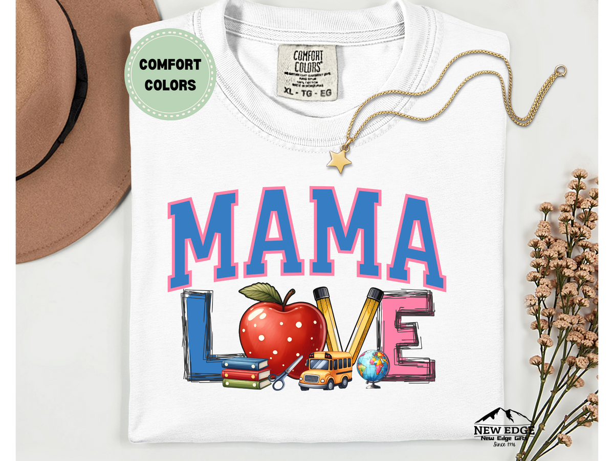 Comfort Colors MAMA Love T-Shirt – Cute Mom Graphic Tee, Motherhood Gift Top
