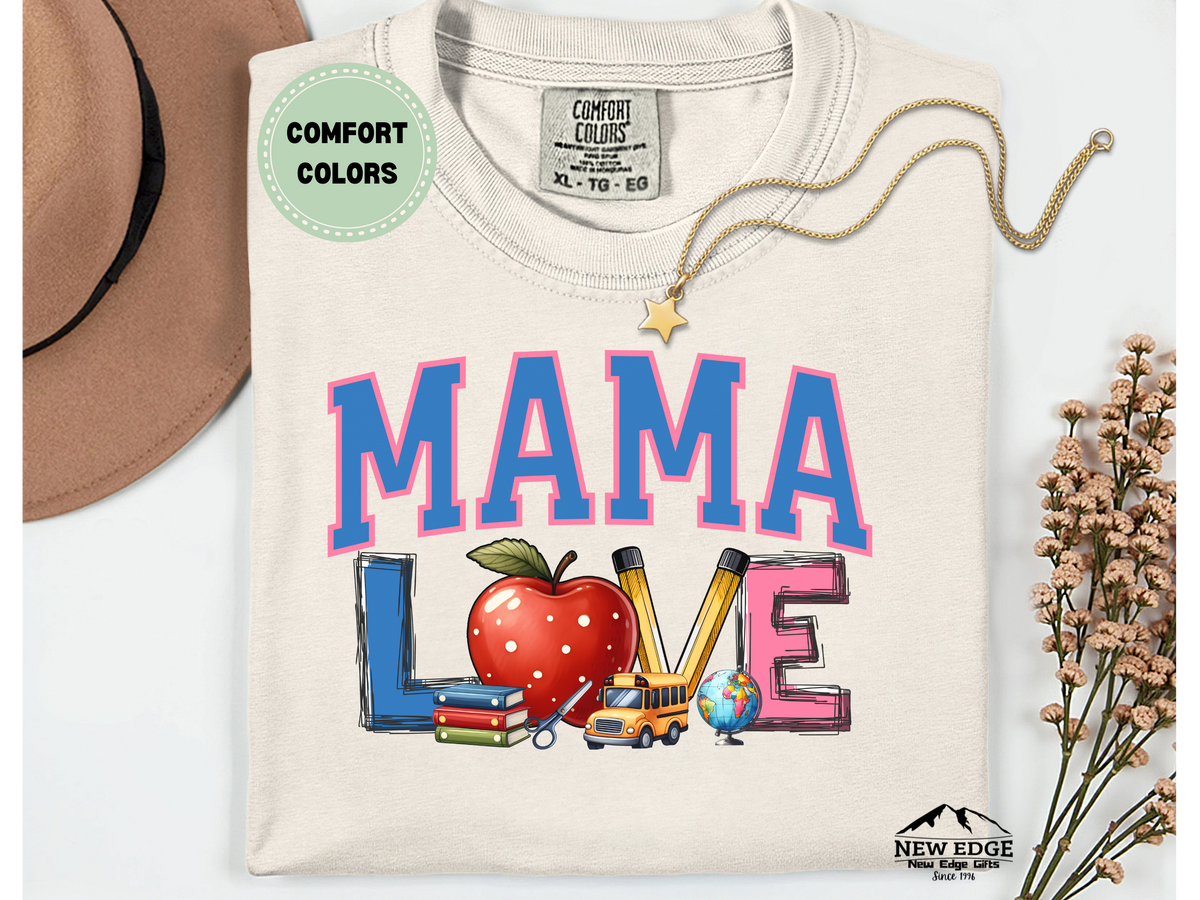Comfort Colors MAMA Love T-Shirt – Cute Mom Graphic Tee, Motherhood Gift Top