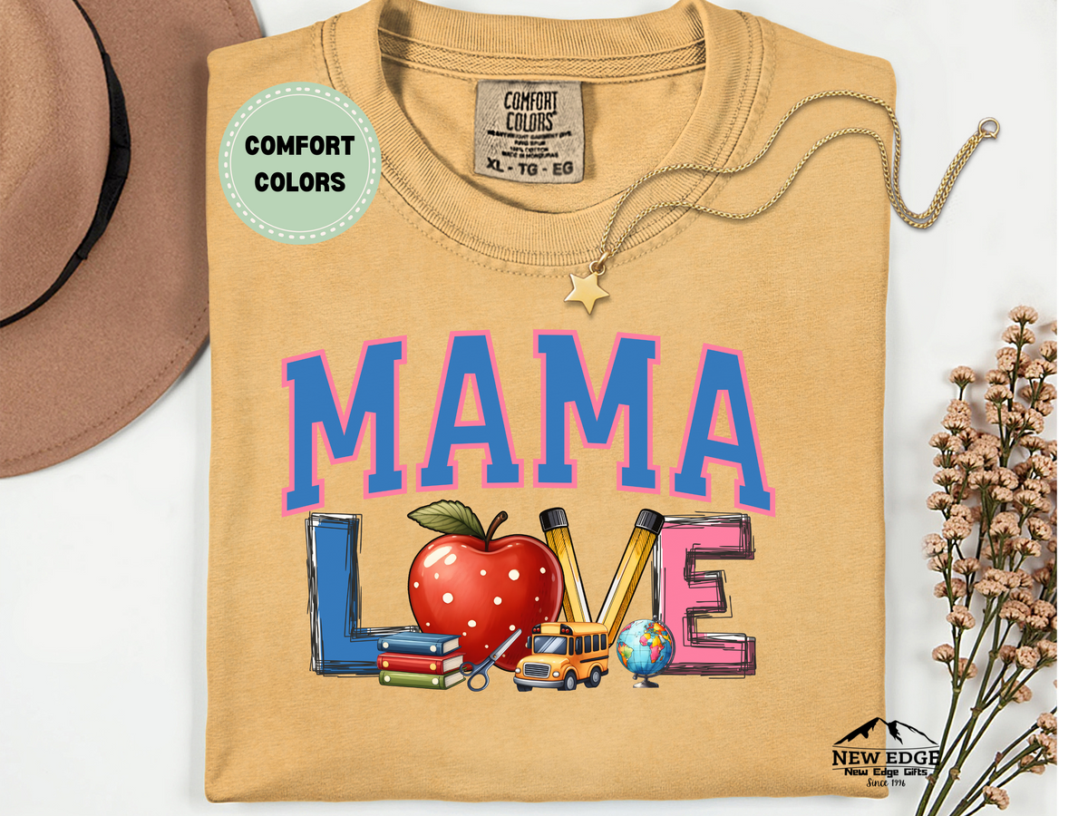 Comfort Colors MAMA Love T-Shirt – Cute Mom Graphic Tee, Motherhood Gift Top