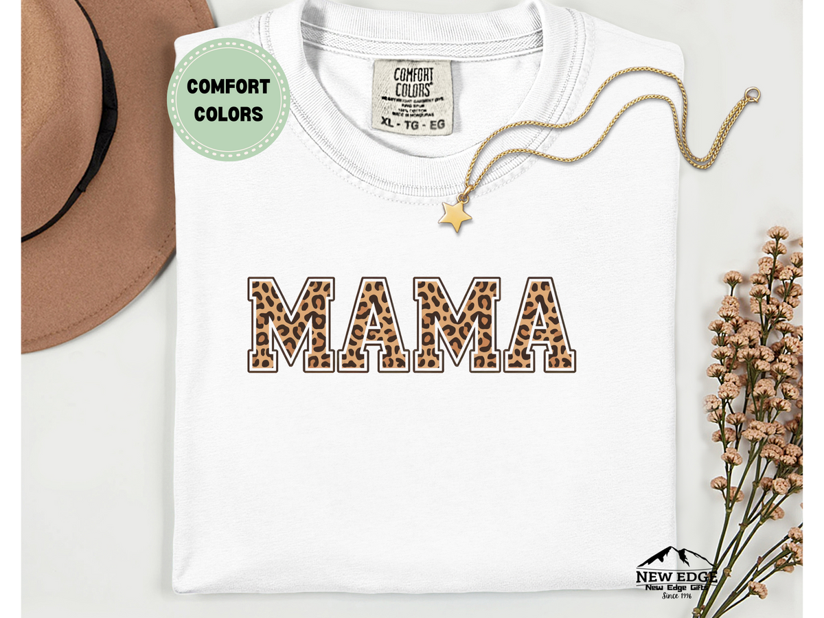 Comfort Colors Leopard MAMA T-Shirt – Trendy Animal Print Mom Graphic Tee, Stylish Mama Shirt