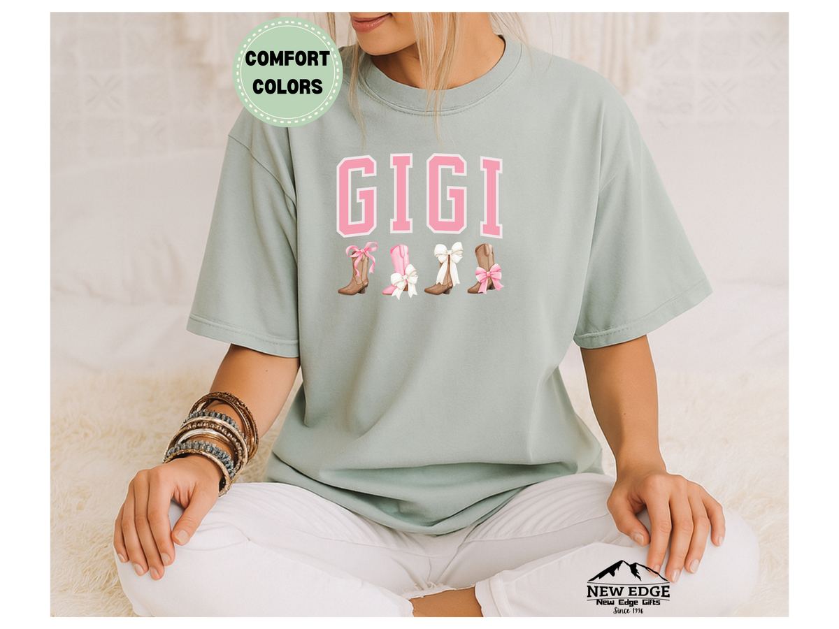 Comfort Colors GIGI T-Shirt | Western Boots and Bows Graphic Tee for Gigi
