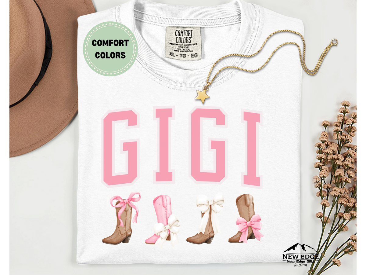 Comfort Colors GIGI T-Shirt | Western Boots and Bows Graphic Tee for Gigi