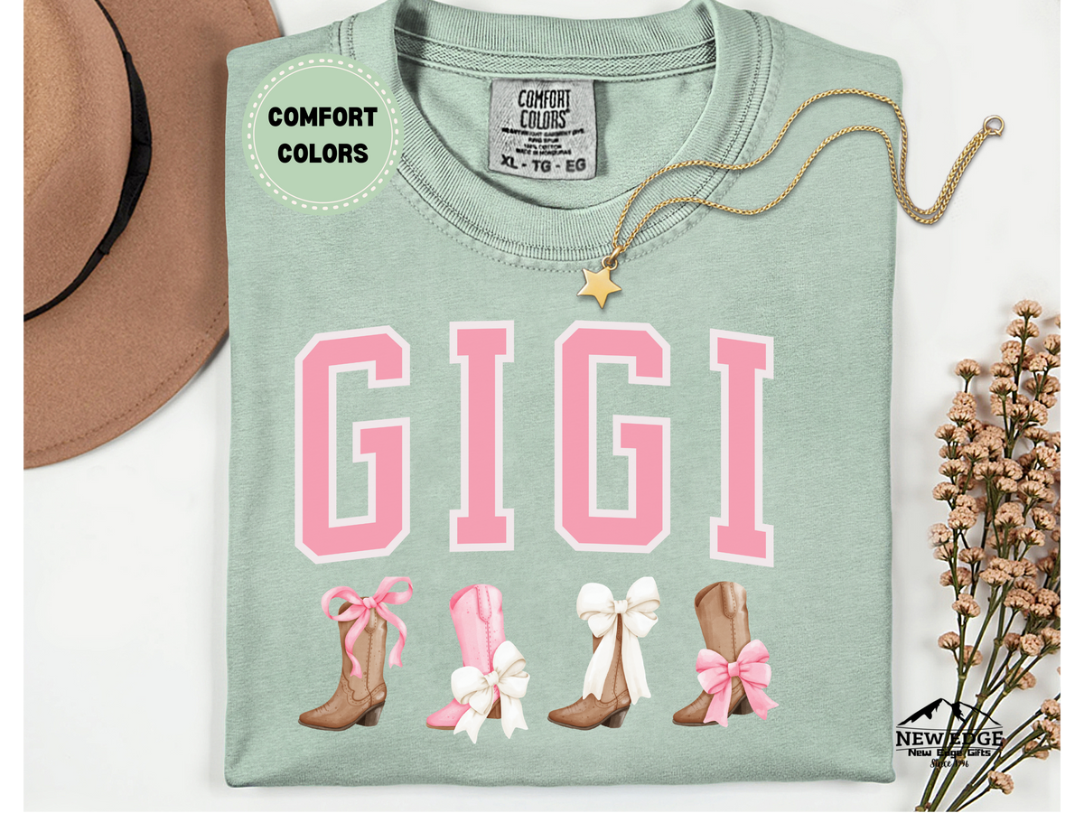 Comfort Colors GIGI T-Shirt | Western Boots and Bows Graphic Tee for Gigi