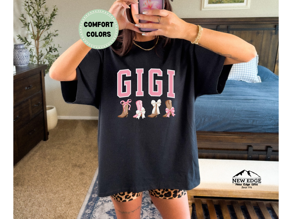 Comfort Colors GIGI T-Shirt | Western Boots and Bows Graphic Tee for Gigi