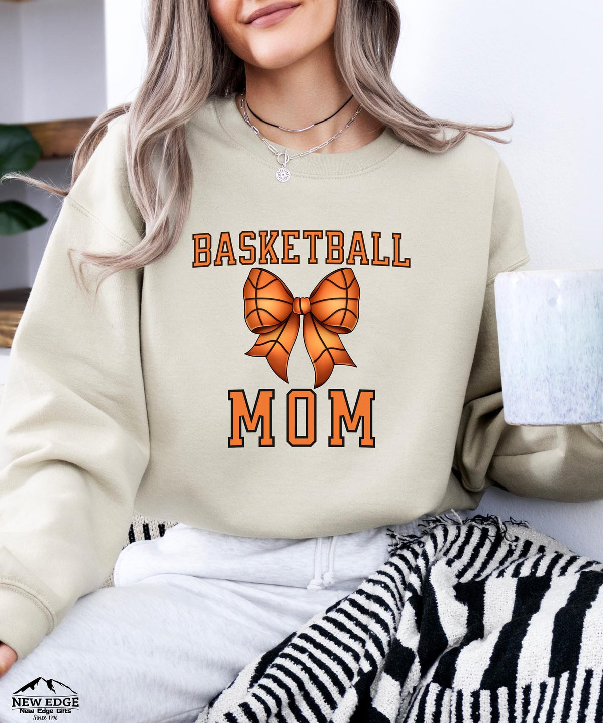 Basketball Mom Sweatshirt with Bow | Cozy Game Day Crewneck for Sports Moms | Basketball Spirit Pullover