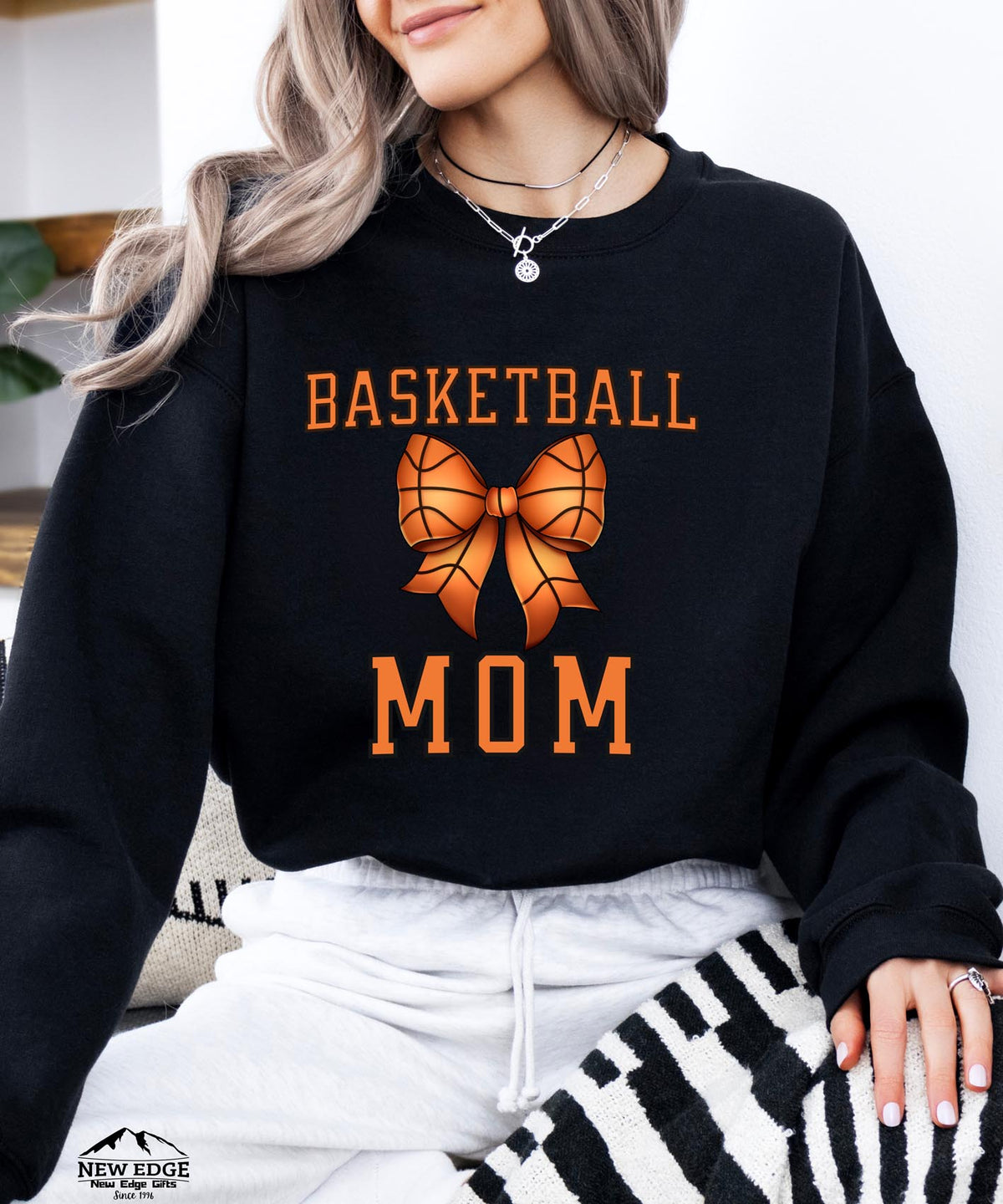 Basketball Mom Sweatshirt with Bow | Cozy Game Day Crewneck for Sports Moms | Basketball Spirit Pullover