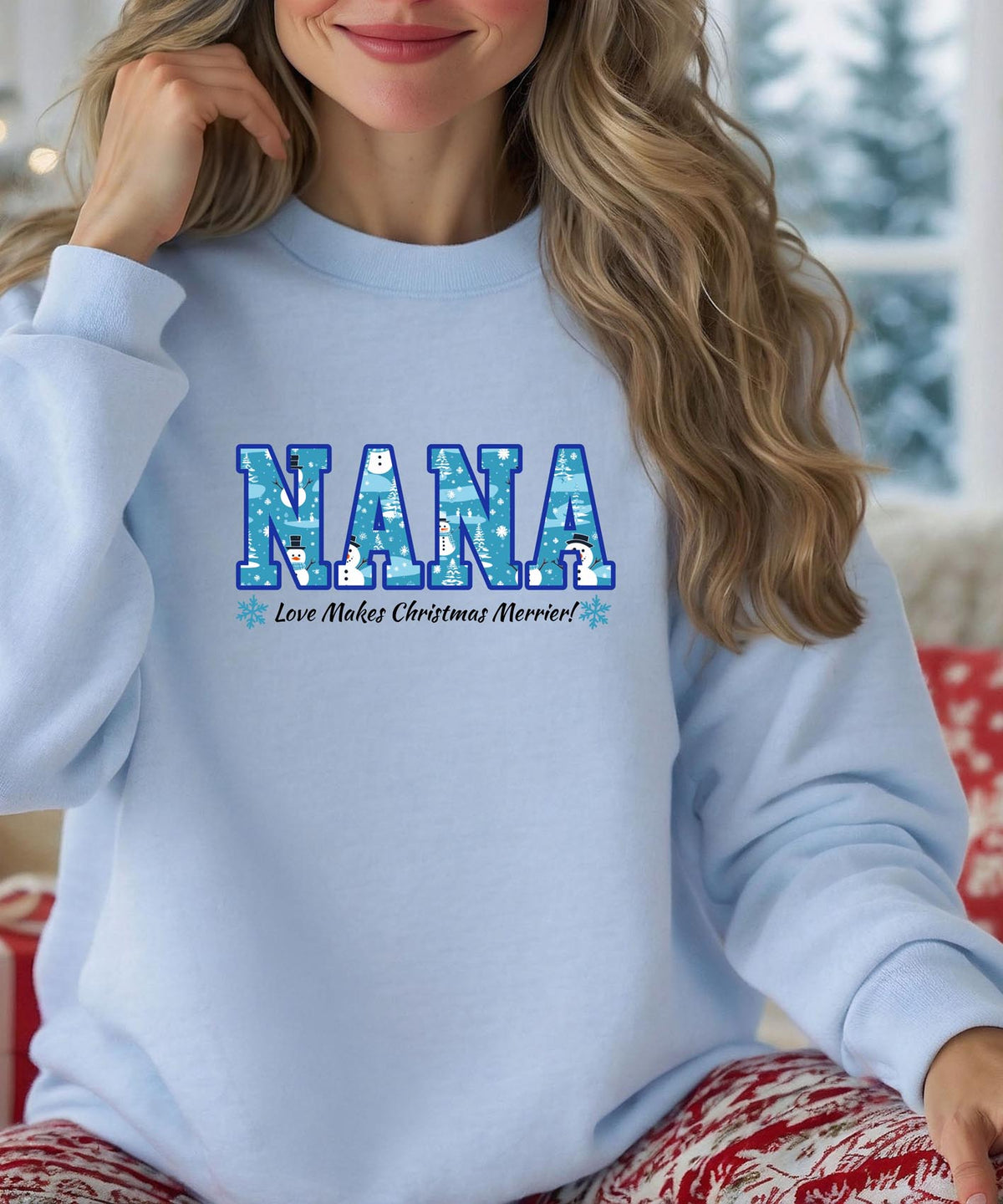 Nana Christmas Sweatshirt with Slogan | “Nana Love Makes Christmas Merrier” Holiday Crewneck | Cozy Festive Pullover