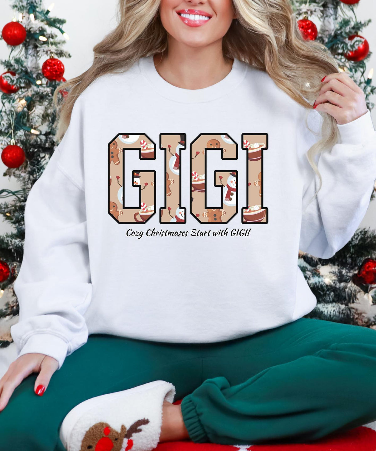 Gigi Christmas Sweatshirt with Slogan | “Cozy Christmas Starts with Gigi” Holiday Crewneck | Festive Grandma Pullover
