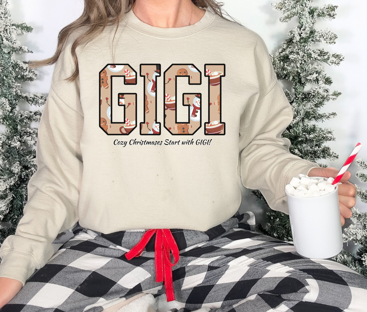 Gigi Christmas Sweatshirt with Slogan | “Cozy Christmas Starts with Gigi” Holiday Crewneck | Festive Grandma Pullover