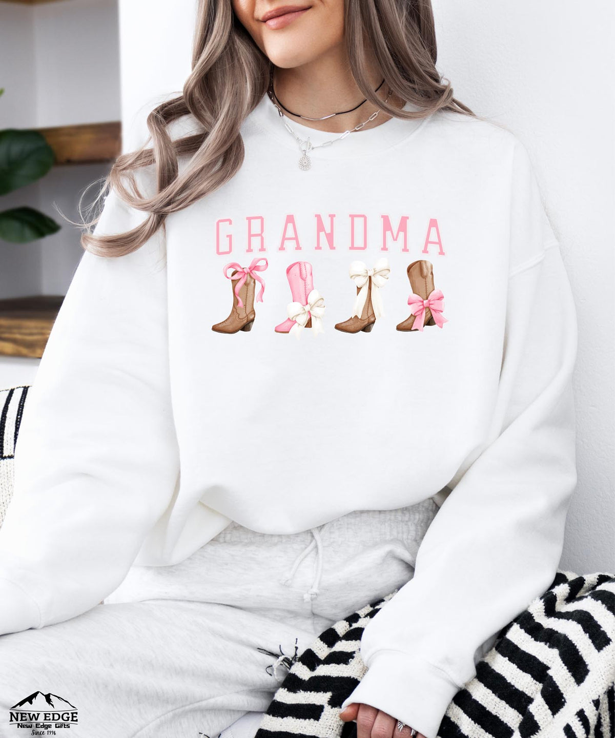 Grandma Christmas Sweatshirt with Bow | Cozy Holiday Crewneck for Grandmas | Festive Seasonal Pullover